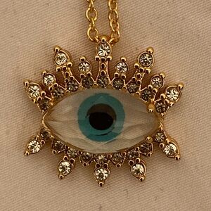 Kurt Geiger Gold Eye Pendant with Turquoise Center Necklace